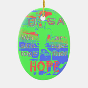 United in Hope: Stronger Together - Vibrant USA  Ceramic Tree Decoration