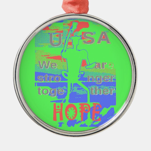 United in Hope: Stronger Together - Vibrant USA  Metal Tree Decoration (Front)