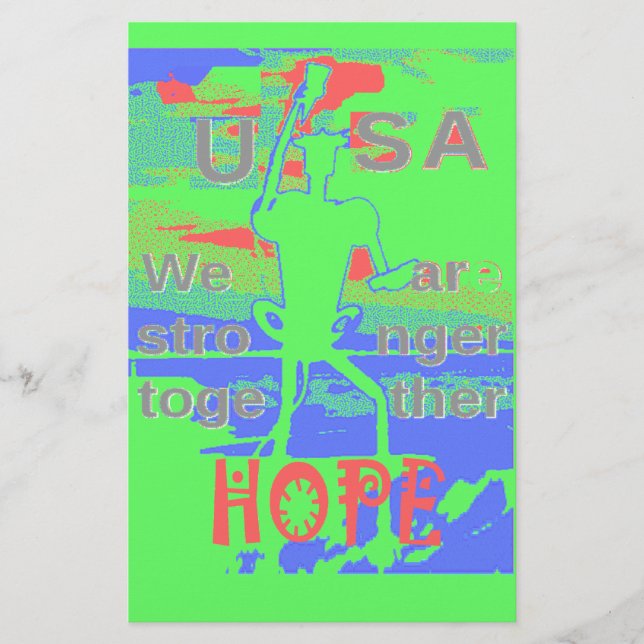 United in Hope: Stronger Together - Vibrant USA  Stationery (Front)