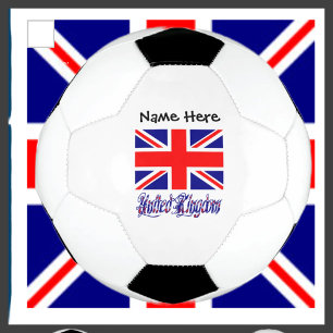 United Kingdom and British Flag with Your Name Soc Soccer Ball