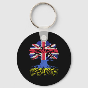 United Kingdom And Ukraine Flag Roots Tree Key Ring