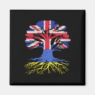 United Kingdom And Ukraine Flag Roots Tree Magnet