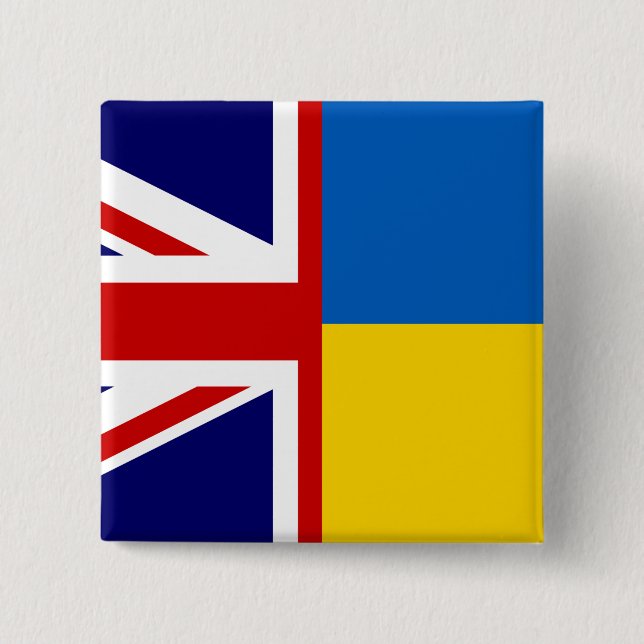 United Kingdom and Ukraine Together 15 Cm Square Badge (Front)