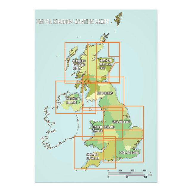 United Kingdom aviation chart Photo Print (Front)