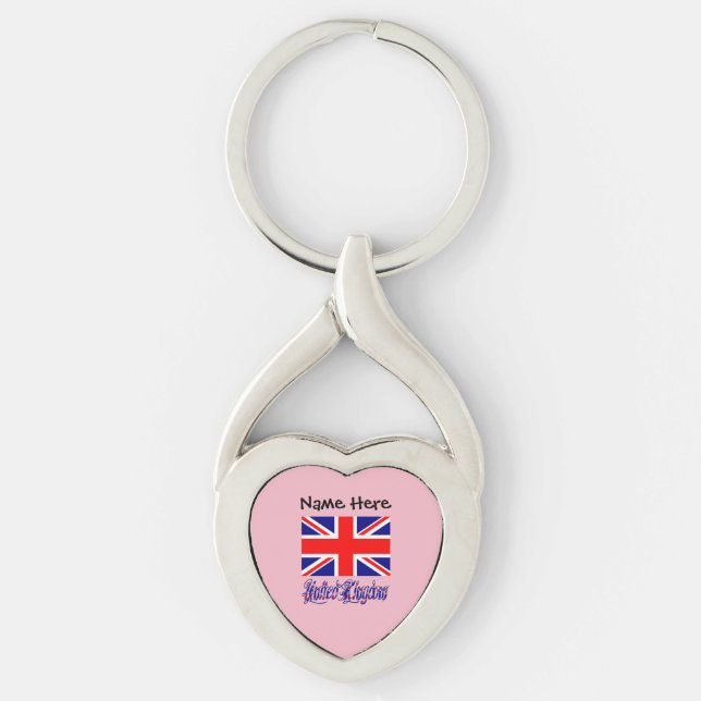 United Kingdom British Flag Black Personalisation  Key Ring (Front)