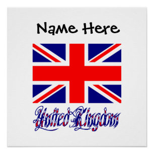 United Kingdom British Flag Black Personalisation  Poster