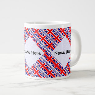 United Kingdom British Flag Tiled Personalised Large Coffee Mug
