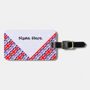 United Kingdom British Flag Tiled Personalised Luggage Tag
