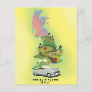 United Kingdom ' By Road' Vintage travel poster.