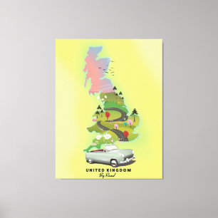 United Kingdom ' By Road' Vintage travel poster. Canvas Print