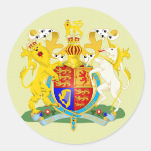 United Kingdom Coat of Arms detail Classic Round Sticker