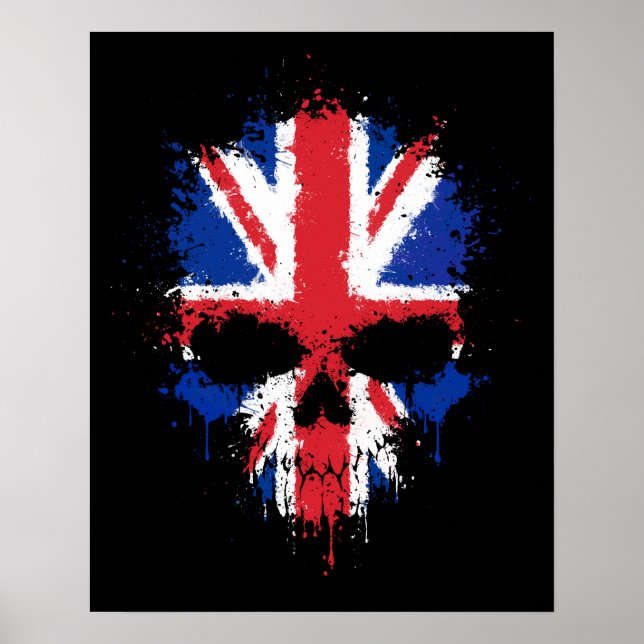 United Kingdom Dripping Splatter Skull Poster (Front)
