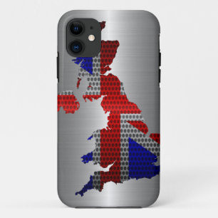 United Kingdom Flag and Map Steel Metal Hole Case-Mate iPhone Case