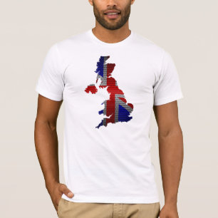 United Kingdom Flag and Map Steel Metal Hole T-Shirt