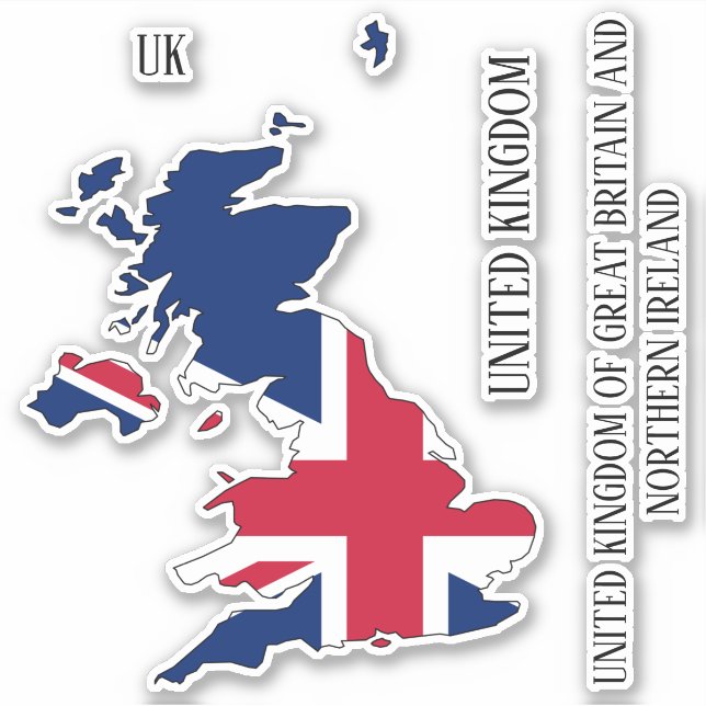 United Kingdom Flag Map Sticker (Front)