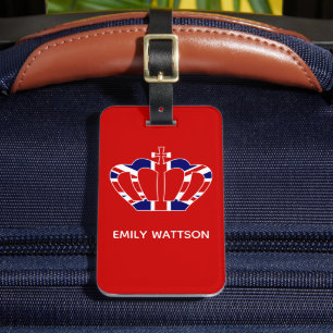 United Kingdom Flag / Union Jack Crown - Red Luggage Tag