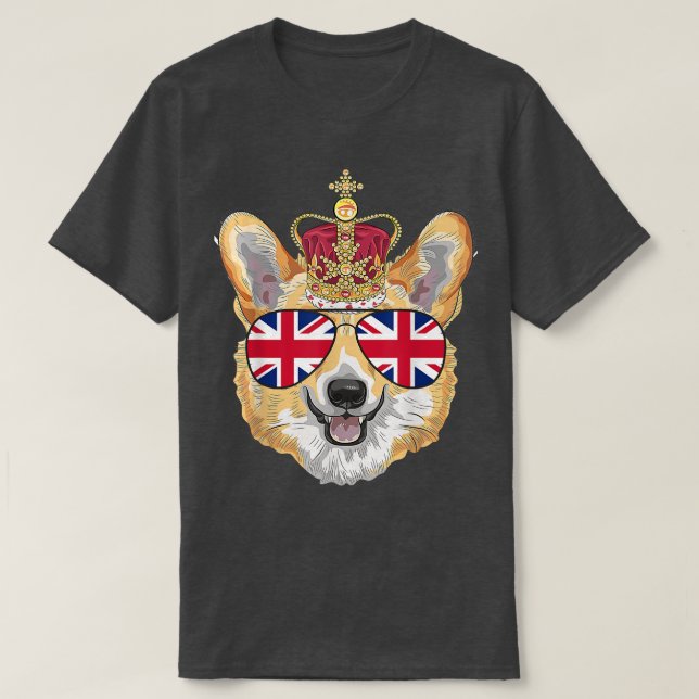 United Kingdom Flag Welsh Royal Corgi UK Union Jac T-Shirt (Design Front)