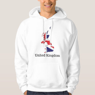 United Kingdom Flag Within Map Design - Souvenirs Hoodie