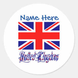 United Kingdom Great Britain Flag Blue Personalise Classic Round Sticker