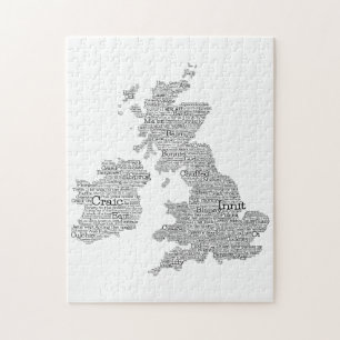 United Kingdom / Great Britain Slang Word Art Map  Jigsaw Puzzle