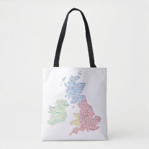 United Kingdom / Great Britain Slang Word Art Map  Tote Bag