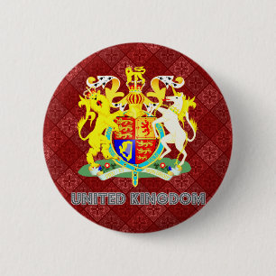 United Kingdom High Quality Coat of Arms 6 Cm Round Badge
