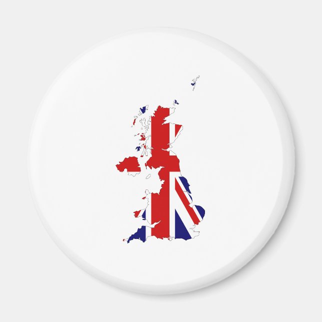 United Kingdom Map Silhouette and Flag Magnet (Front)