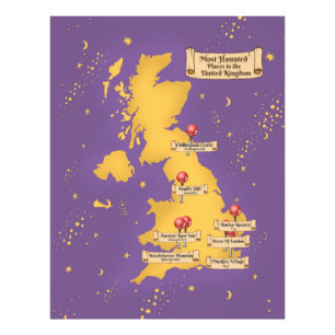United Kingdom Most Haunted Places Map. Photo Print