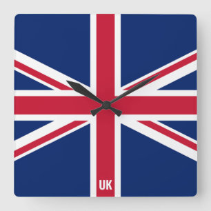 United Kingdom National Flag Patriotic Square Wall Clock