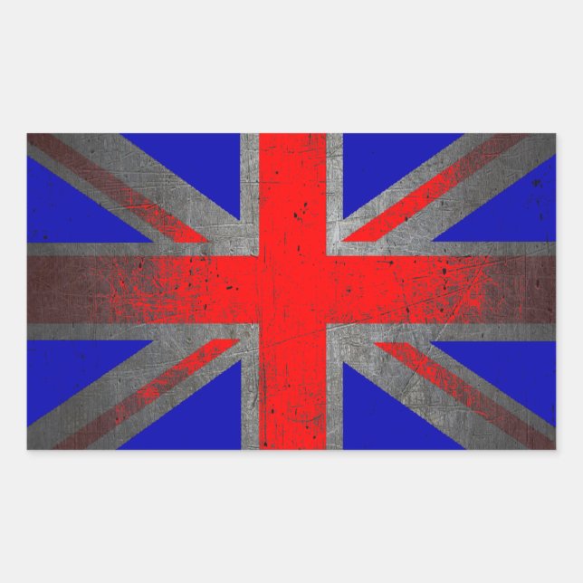 United Kingdom neon grunge flag rectangle stickers (Front)