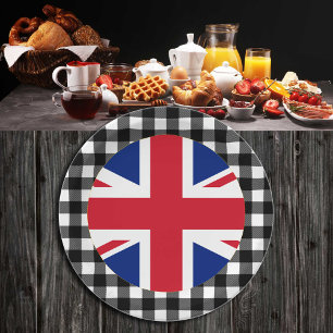 United Kingdom Plate, buffalo plaid & British Flag Paper Plate