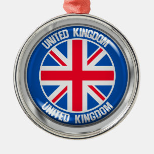 United Kingdom Round Emblem Metal Tree Decoration