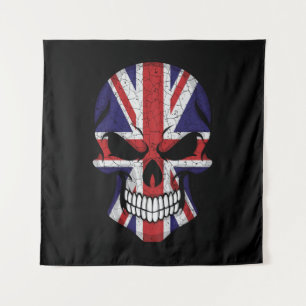 United Kingdom Smiling Skull Flag  Tapestry