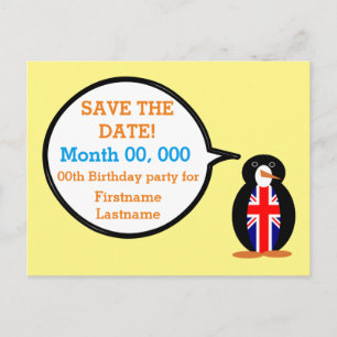 United Kingdom Talking Ms. Penguin Announcement Postcard