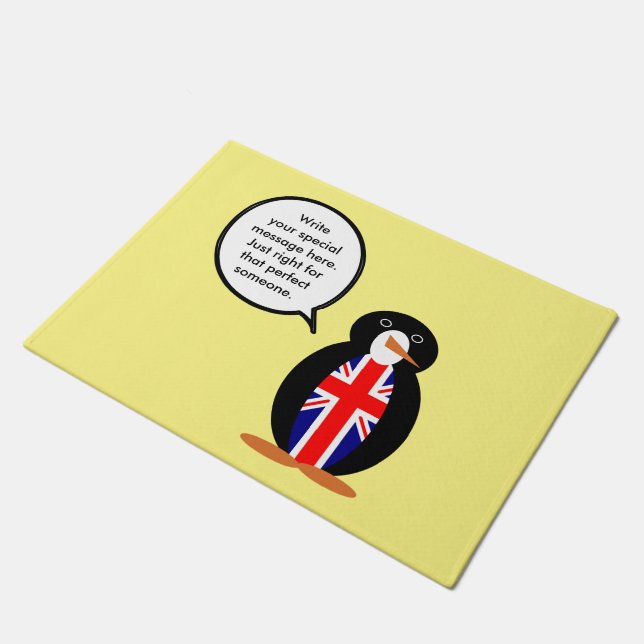United Kingdom Talking Ms. Penguin Doormat (Angled)