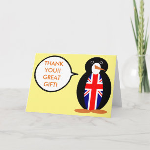 United Kingdom Talking Ms. Penguin Thank You Card