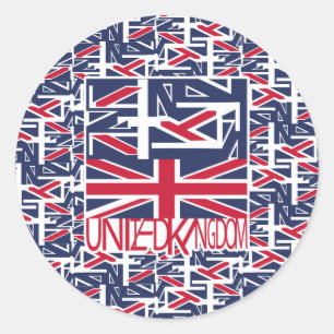 United Kingdom UK flag BY MASANSER PIXELAT Classic Round Sticker