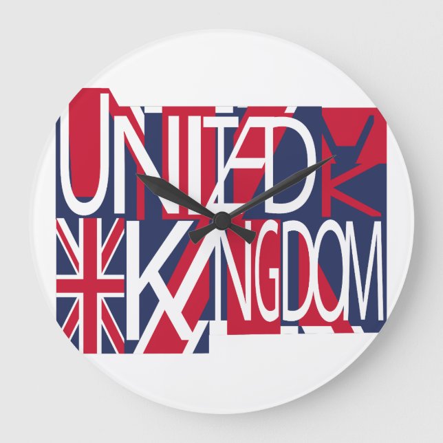 United Kingdom UK flag BY MASANSER PIXELAT Large Clock (Front)