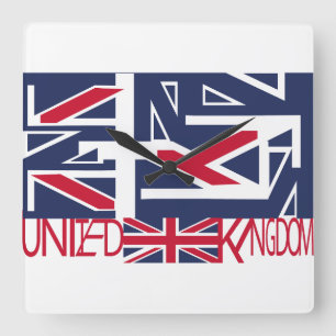 United Kingdom UK flag BY MASANSER PIXELAT Square Wall Clock