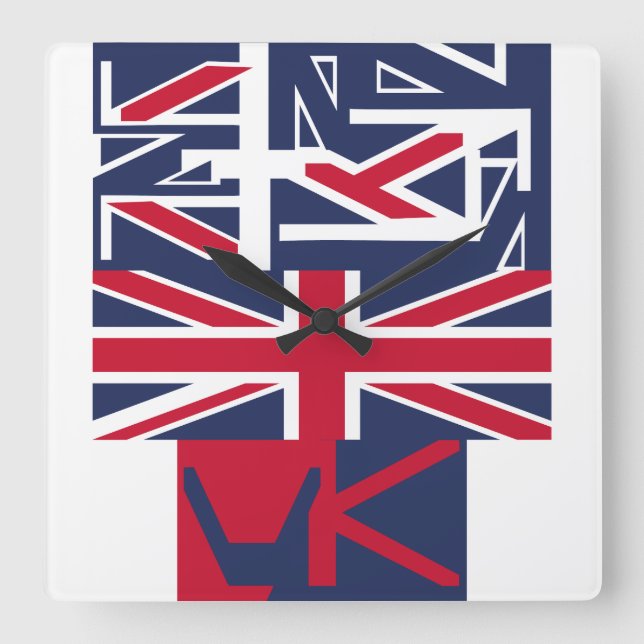 United Kingdom UK flag BY MASANSER PIXELAT Square Wall Clock (Front)