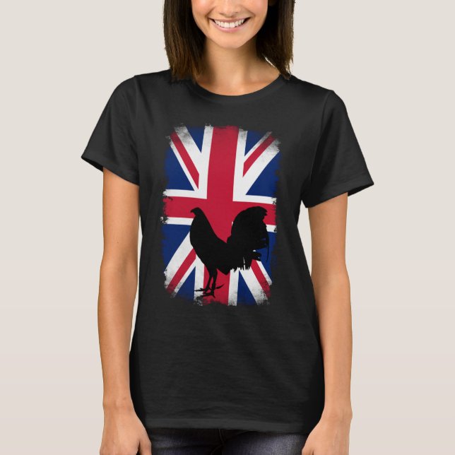 United Kingdom UK flag game fowl rooster gamefowl  T-Shirt (Front)