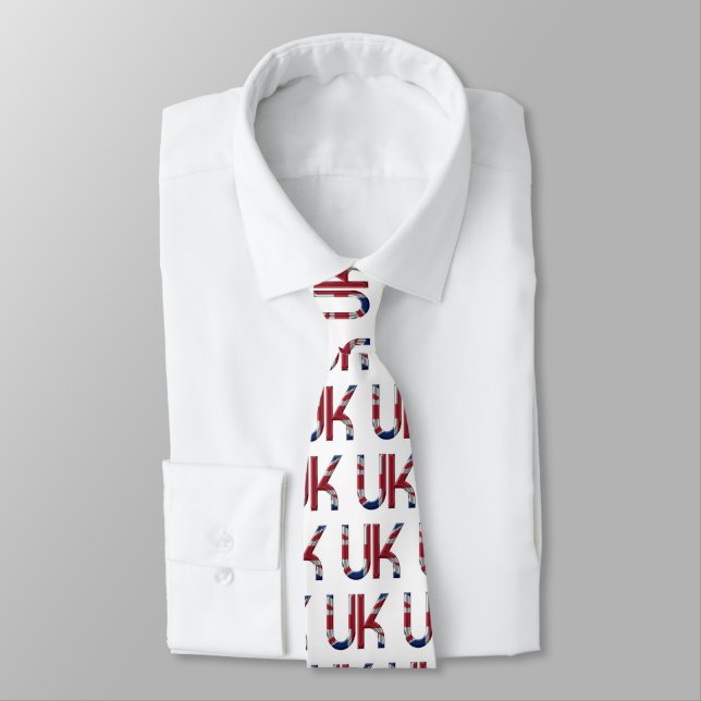 United Kingdom UK Initials Union Jack Flag Colours Tie (Tied)