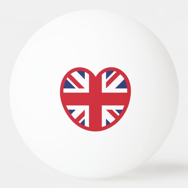 United Kingdom Union Jack Flag Heart Ping Pong Ball (Front)