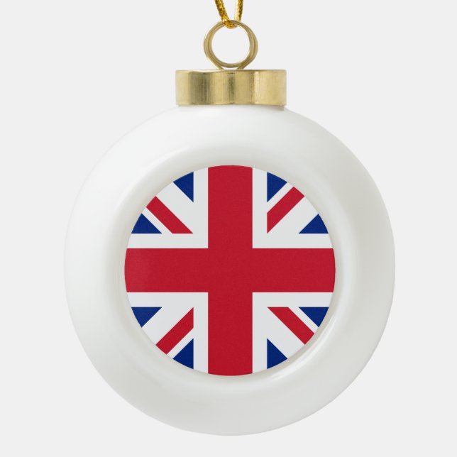 United Kingdom Union Jack Flag of British Colonies Ceramic Ball Christmas Ornament (Front)