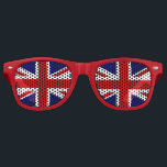 United Kingdom Union Jack Flag Retro Sunglasses<br><div class="desc">These cool U.K. sunglasses feature the Union Flag of red,  white,  and blue with red frames. This United Kingdom flag represents the countries of England and Scotland coming together.</div>