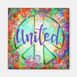 United Pretty Peace Sign Colourful Trendy Magnet
