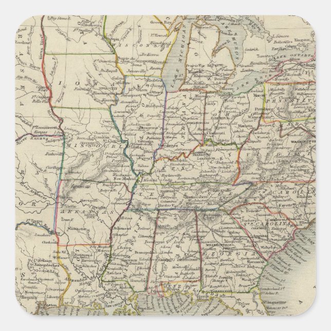 United States 10 Square Sticker (Front)