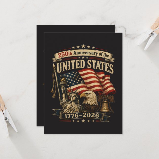 United States 250th Anniversary Celebration Invitation (Front/Back In Situ)