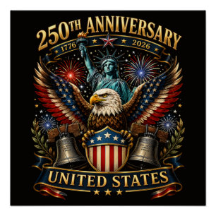 United States 250th Anniversary Patriotic Eagle Poster