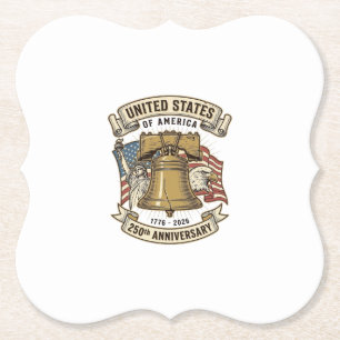 United States 250th Anniversary Patriotic Vector D Paper Coaster